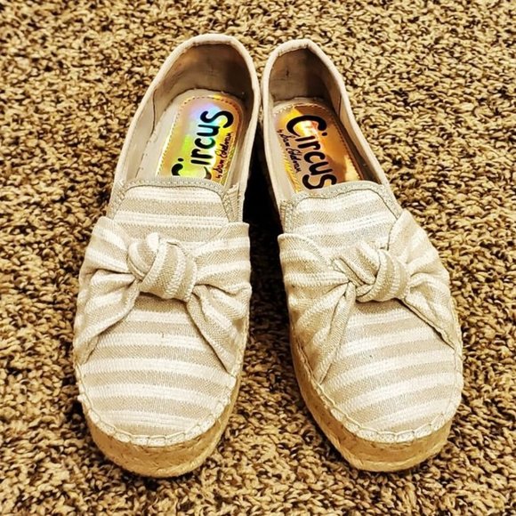 NWT Sam Edelman Circus Beige Stripe Slip On Platform  NWT Sam Edelman Circus Beige Stripe Slip On Platform Espadrille 8 Orig $140+Tax